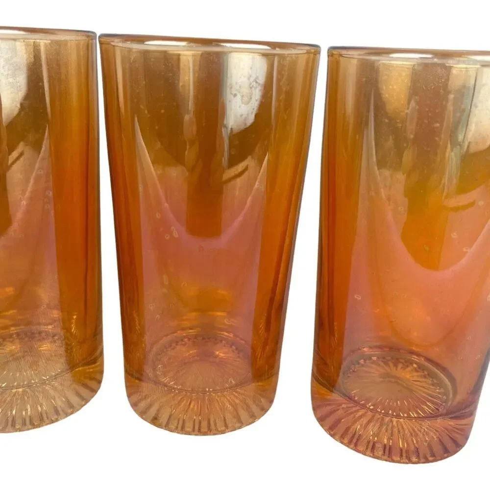 Vintage Marigold Iredescent Carnival Drinking Glasses 5